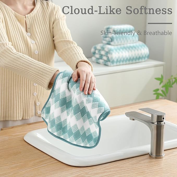 8 Piece Bathroom Towel Set Aqua |2 Oversized Large Bath Towels Sheet, 2 Hand