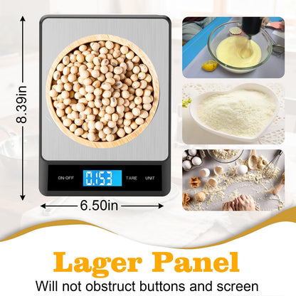 Food Digital Scale 33lb Kitchen Digital Scale Grams and Ounces for Weight Loss Baking Cooking Keto and Meal Prep Backlight LCD Smart Tare USB Rechargeable Waterproof 304 Stainless Steel