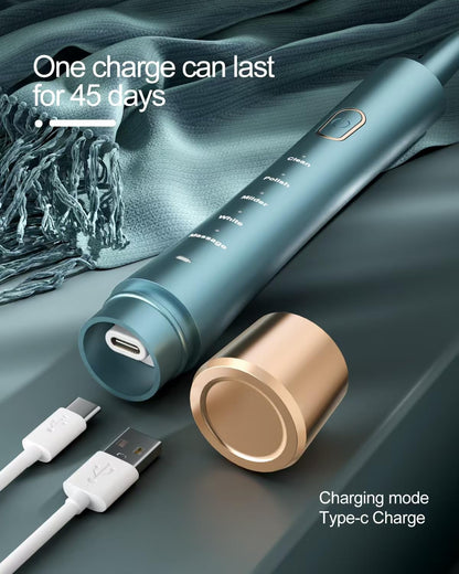 Sonic Electric Toothbrush for Adults, USB Rechargeable Sonic Toothbrush with 8 Brush Heads, Smart Timer, 5 Modes, 2-Hour Fast Charge Last 30 Days, Pink