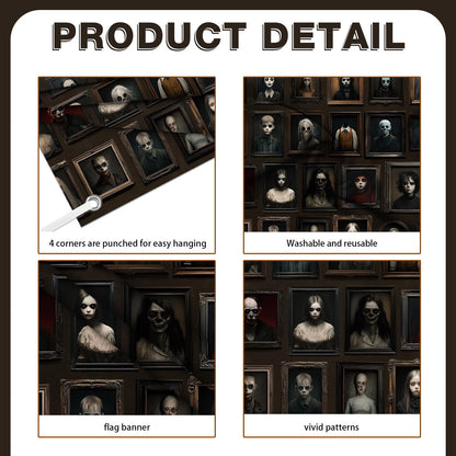 6x3.6ft Halloween Portrait Backdrop Banner Horror Decorations Haunted Banner Gothic Mansion Portraits Halloween Black Photography Background