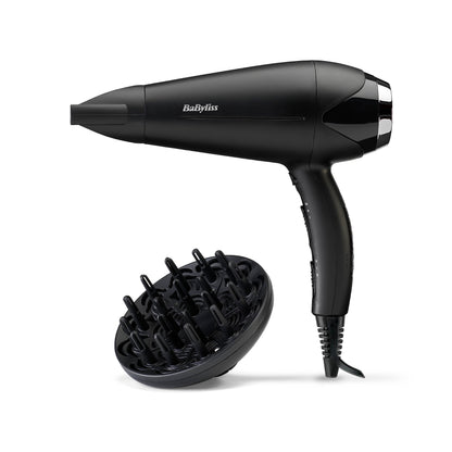 BaByliss Turbo Smooth Hair Dryer - 2200W Powerful Blow Dryer, Large Diffuser, Ionic Frizz-Free Conditioning, 3 Heat & 2 Speed Settings, Black, 5572U
