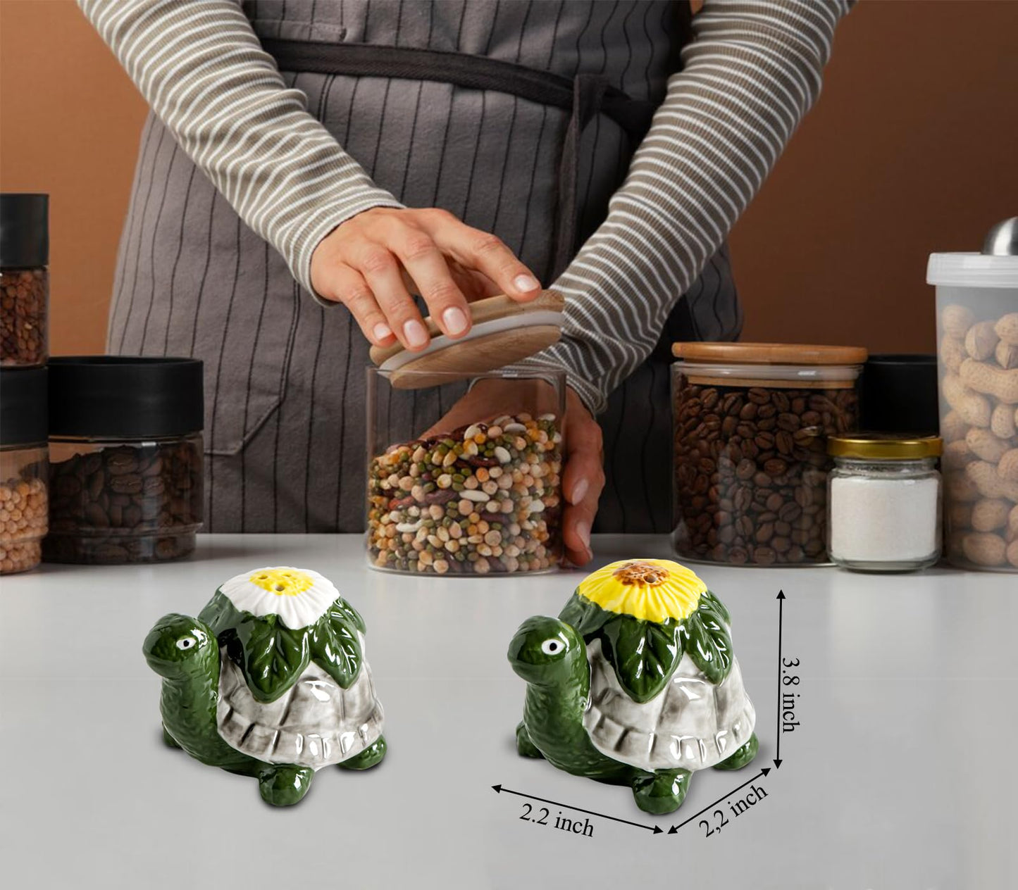 Turtle Salt And Pepper Shakers Set Ceramic Salt And Pepper Set Cute Pepper And Salt Shakers For Kitchen Saleros Para Cocina Beach,Tropical, Ocean Decoration
