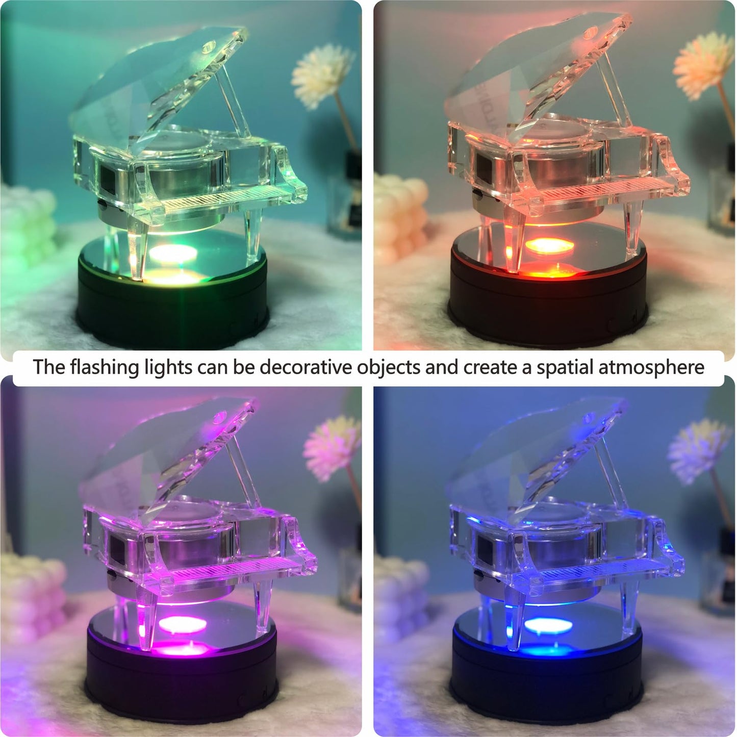 FIEIFI LED Motorized Rotating Light Display Base for Crystals Glass Art Light Turntable Crystal Display Stand 3D LED Light Ornament Lamp Holder 360 Degree Electric Turntable- 4.5 Inch Diameter (black)