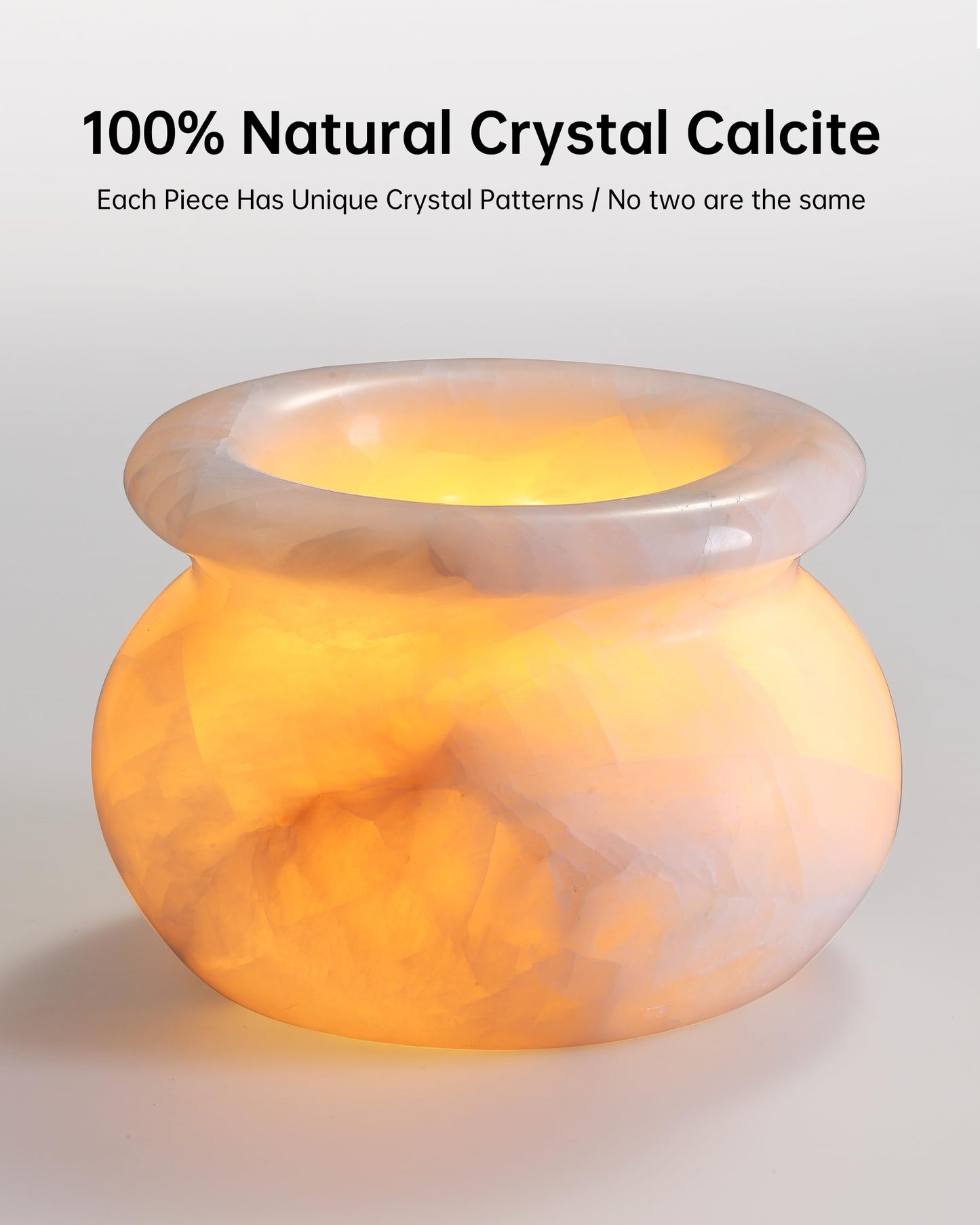 Natural Calcite Tealight Candle Holder, Crystal Bowl, Hand Carved Solid Stone Bowl, Unique Crystal Pattern, Decorative Candle Holder for Home Decor, Bathroom, Meditation, Gift