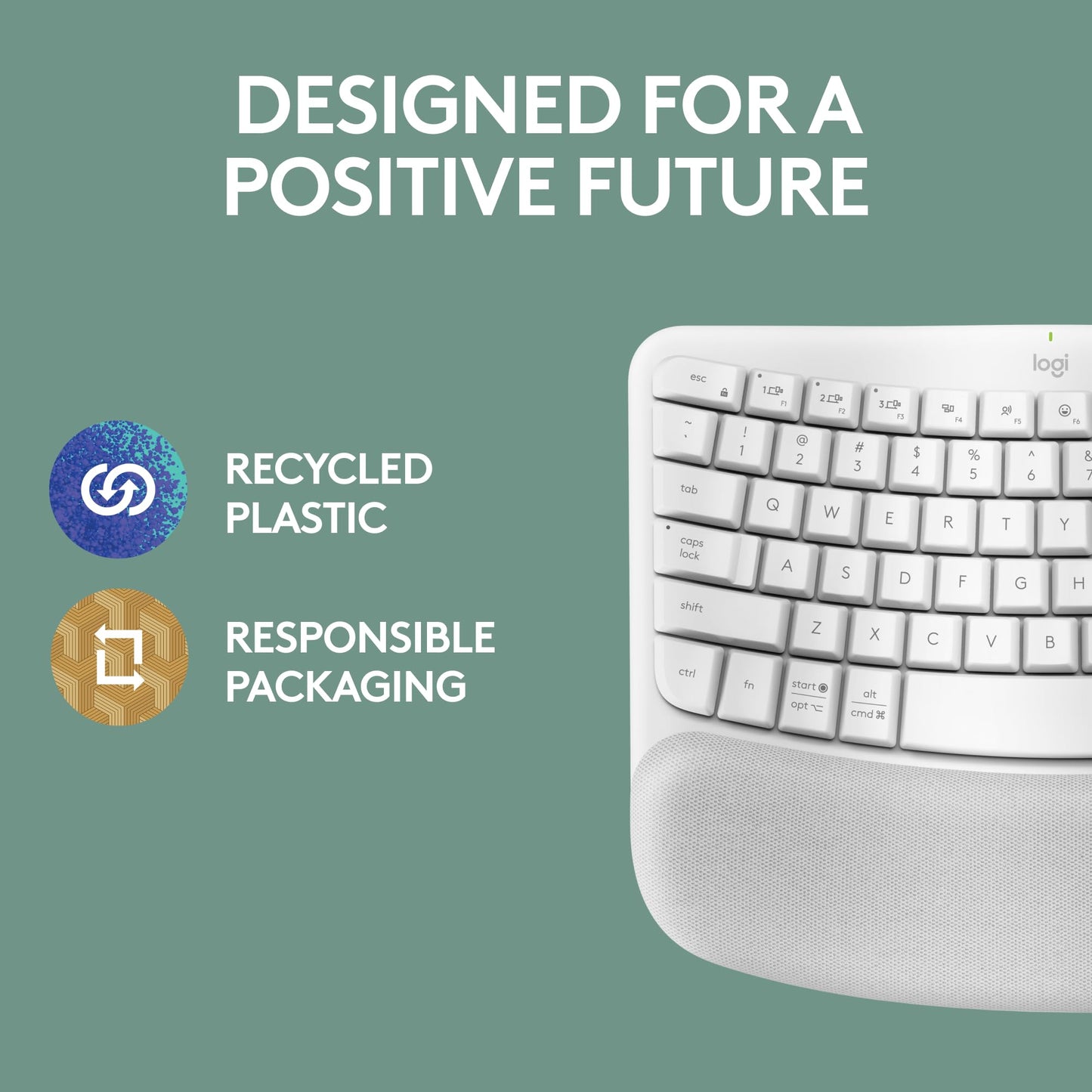Logitech Wave Keys Wireless Ergonomic Keyboard with Cushioned Palm Rest, Comfortable Natural Typing, Easy-Switch, Bluetooth, Logi Bolt Receiver, for Multi-OS, Windows/Mac - Rose