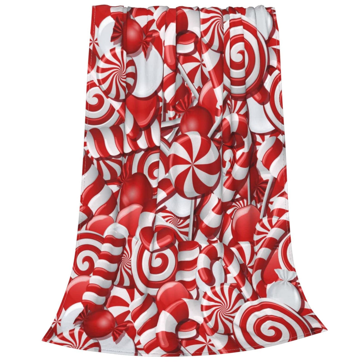 KUOAICY Christmas Swirl Candy Fleece Throw Blanket Soft Flannel Plush Lightweight Warm Cozy for Bed Couch Sofa 60''X50'' Black33