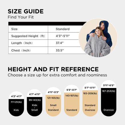Bedsure Wearable Blanket Hoodies, Christmas Gifts for Women, Wife, Girlfriend, Warm Cozy Birthday Gifts for Her, Wife, Soft Fluffy Sweatshirt, Oversized Hooded Blankets With Sleeves, Grey