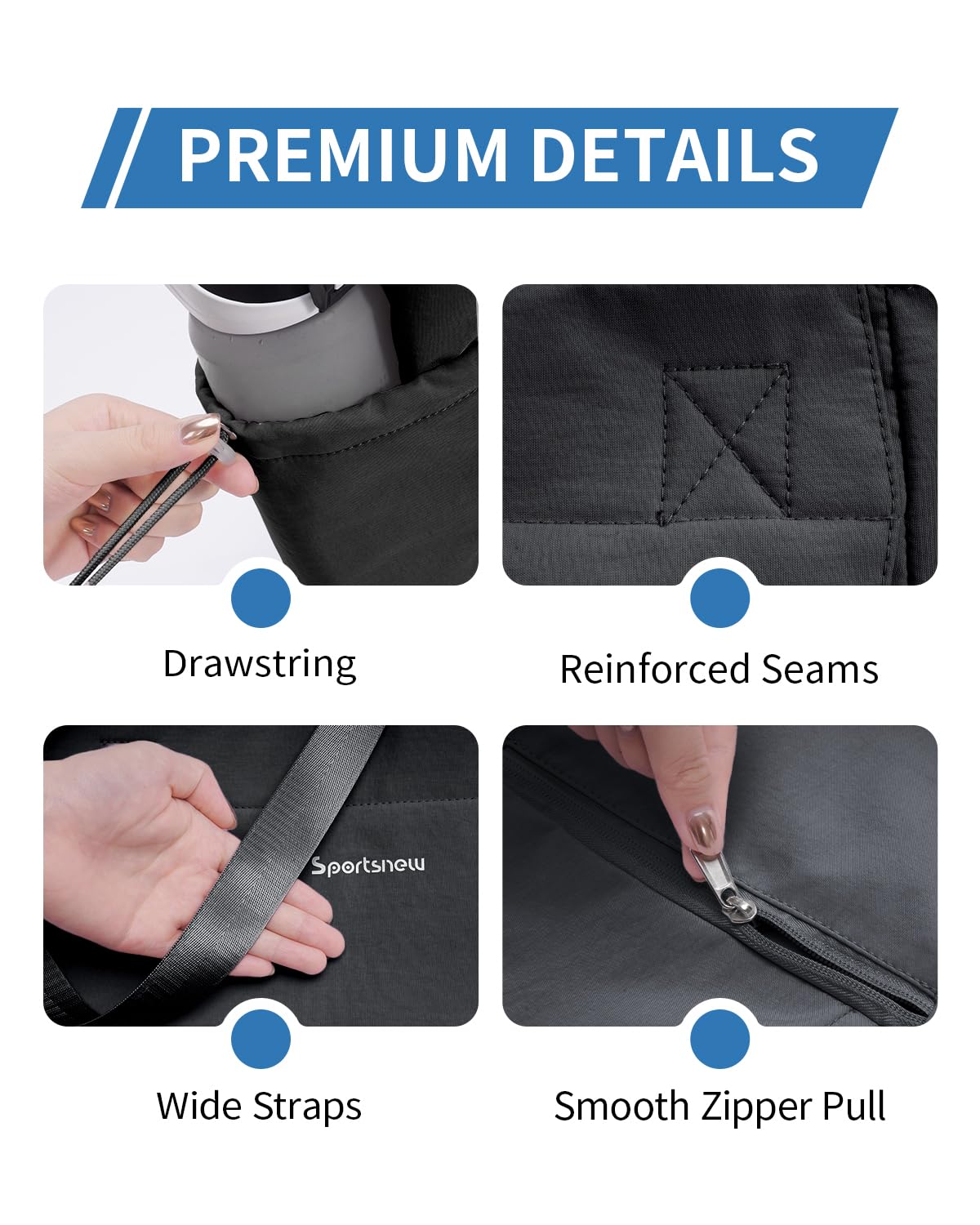 sportsnew Yoga Mat Bag Tote Yoga Gym Bags For Women Men with Waterproof Wet Pocket & Hook-and-loop, Quick Access Storage Yoga Mat Bag Carrier, Black