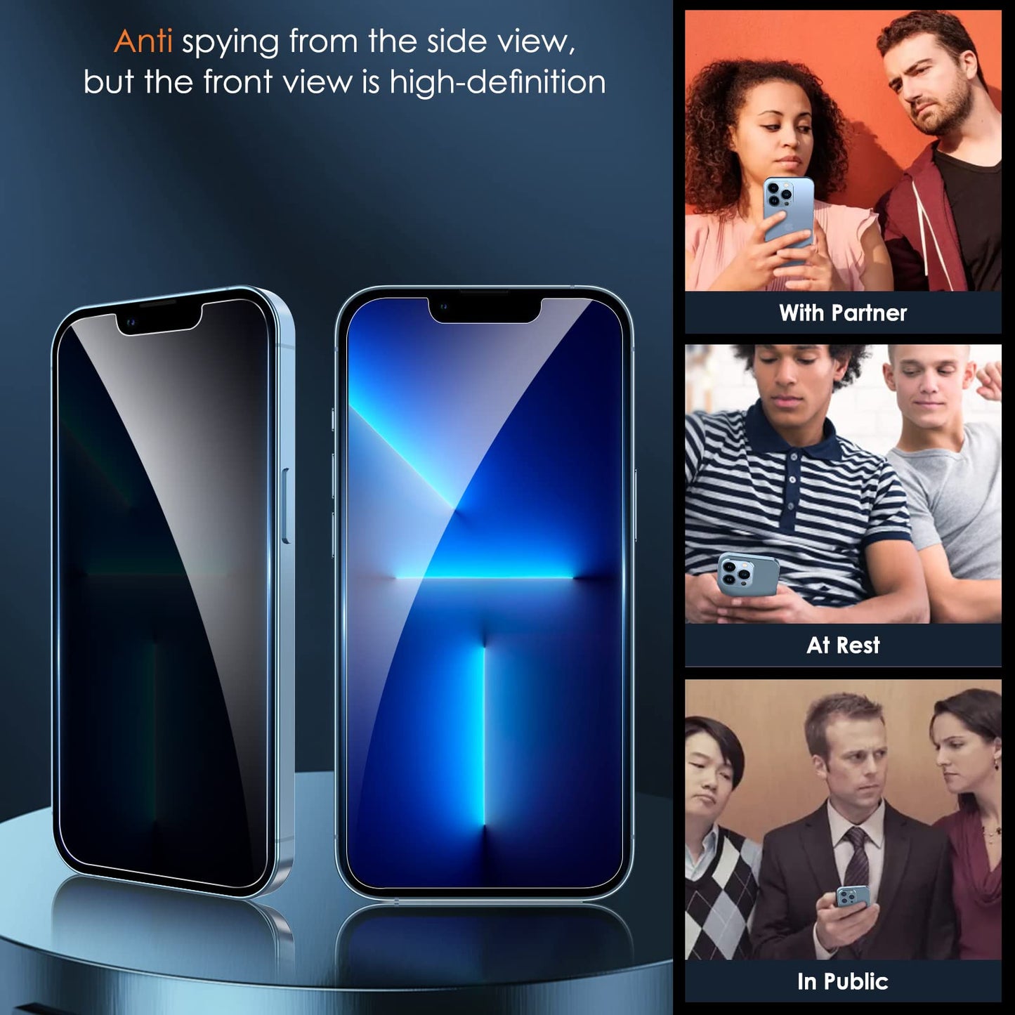 [2 Pack] Privacy Screen Protector for iPhone 11/XR, YMHML Tempered Glass Anti-Spy Bubble Free Case Friendly Easy Installation Film for iPhone 11/XR 6.1 Inch
