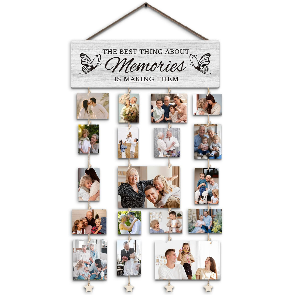SJDFCSA Family Picture Frames Collage Photo Hanging Display Picture Board Christmas Gifts for Grandparents Mom Women, the Best Thing About Memories is Making Them Home Living Room Bedroom Wall Decor