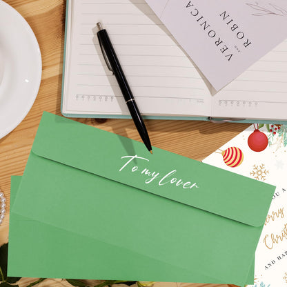 CINSOEN 100 Pack Green #10 Business Envelopes, Standard Envelopes Self Seal, 4 1/8 x 9 1/2 Inch Letter Size Business Mailing Envelopes for Checks Invoices Statements Baby Shower Wedding Birthday