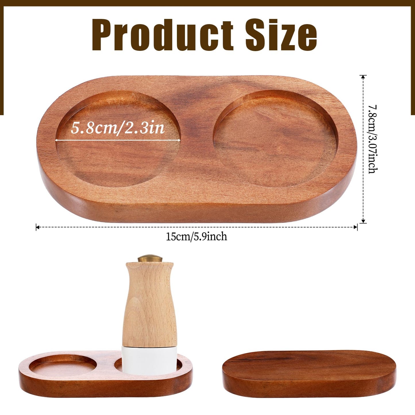 Salt and Pepper Mill Tray, Salt & Pepper Grinder Accessories Acacia Wood Tray Pepper Mill Holder & Rest Dining Table Protector fit Many Mills & Shakers (Pepper mill and salt mill are not included)