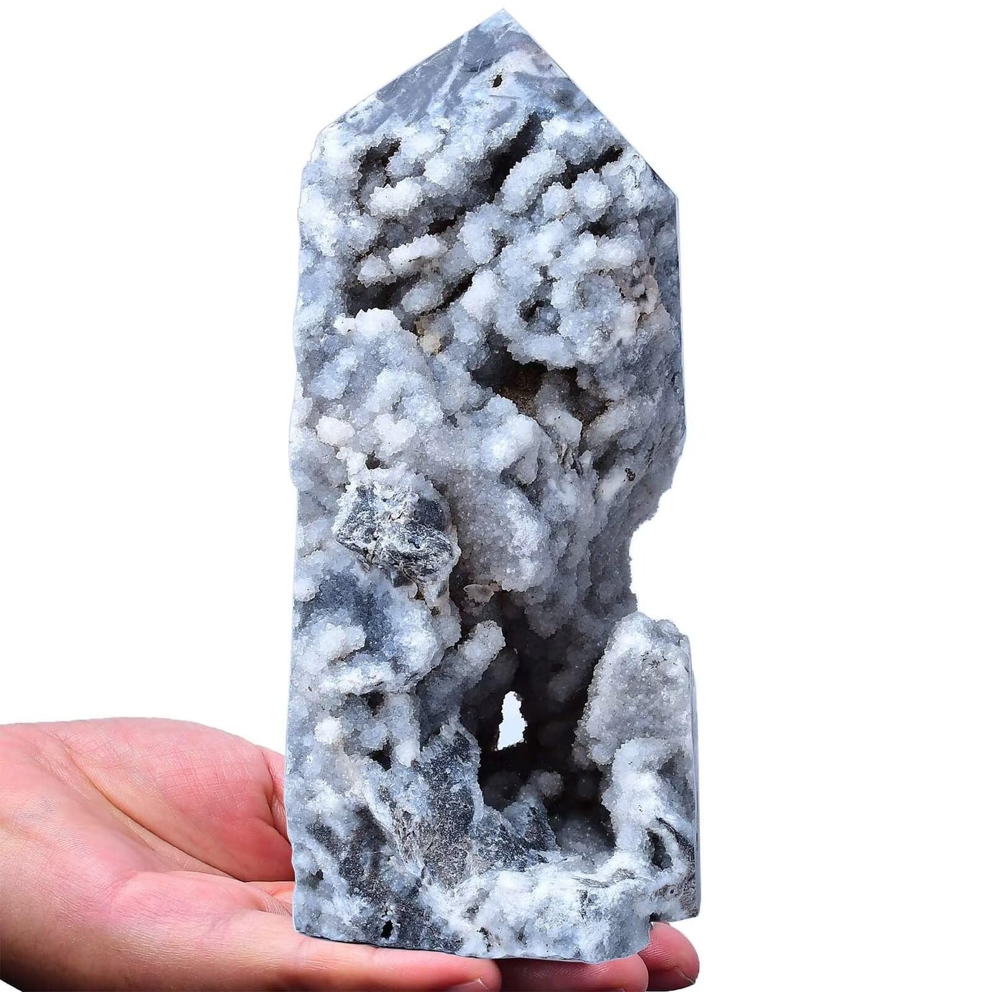 FZBHRO Large Sphalerite Geode Towers Crystal Point Obelisk Irregular Shape Healing Crystal Stone Wand Meditation Gift 1.7-2.2 Pound
