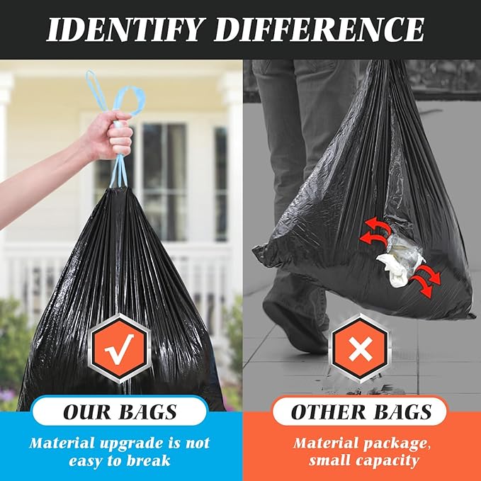 20 Gallon Large Drawstring Trash Bags 120 Counts, Fit 20-21 Gal Trash Can