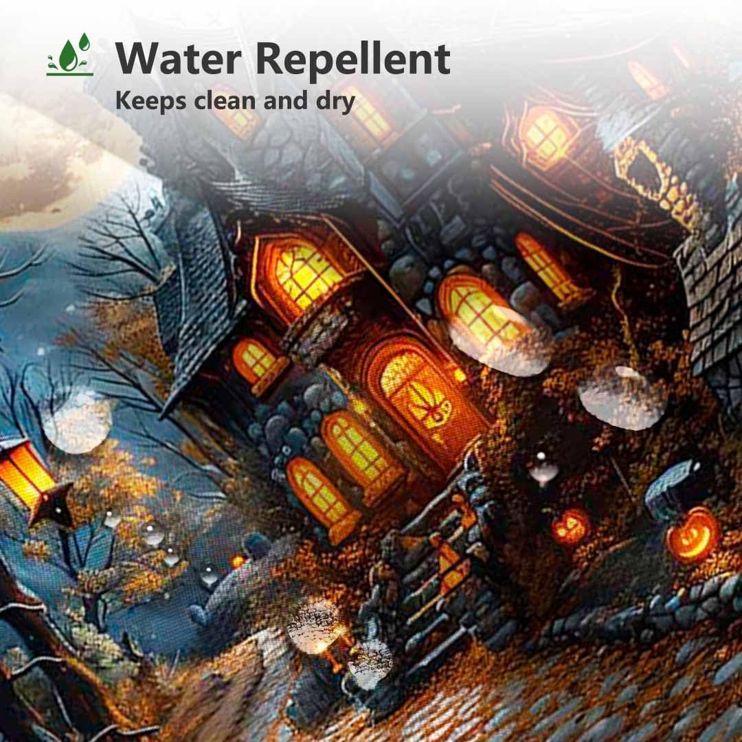 MEHOFOND Halloween Shower Curtain Scary Haunted House Evil Pumpkin Shower Curtains for Bathroom Halloween Full Moon Night Horror Castle Forest Bathtub Decorative Waterproof Fabric 72x72 Inch