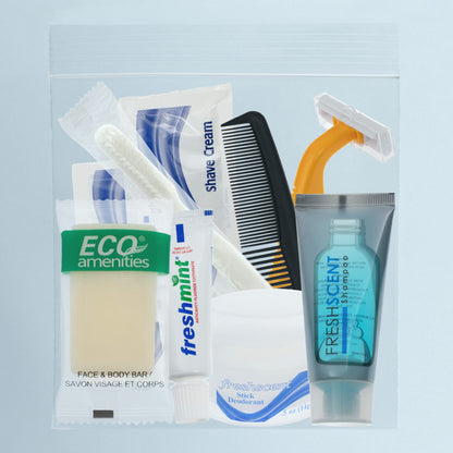 Moda West 24 Kits - Bulk Case of Wholesale Deluxe Toiletries Bathroom Essentials Men, Women, Travel, Charity, Homeless Shelters - 9 Piece Kit, Travel-Ready, Donation Ready, Essential Hygiene Products