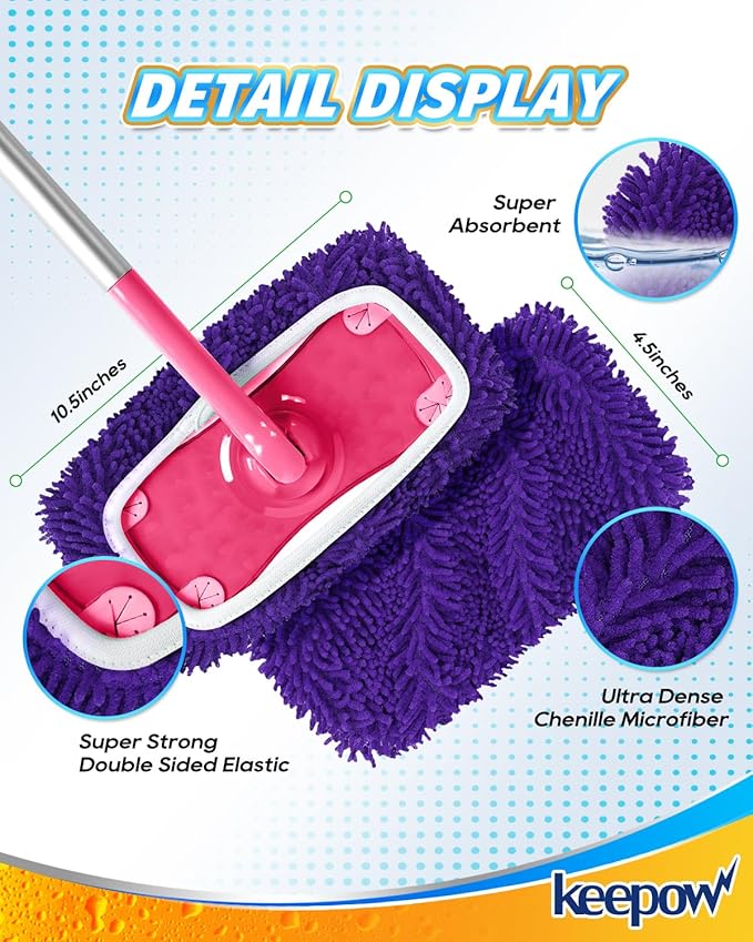 8Pcs Reusable Microfiber Mop Pads Compatible