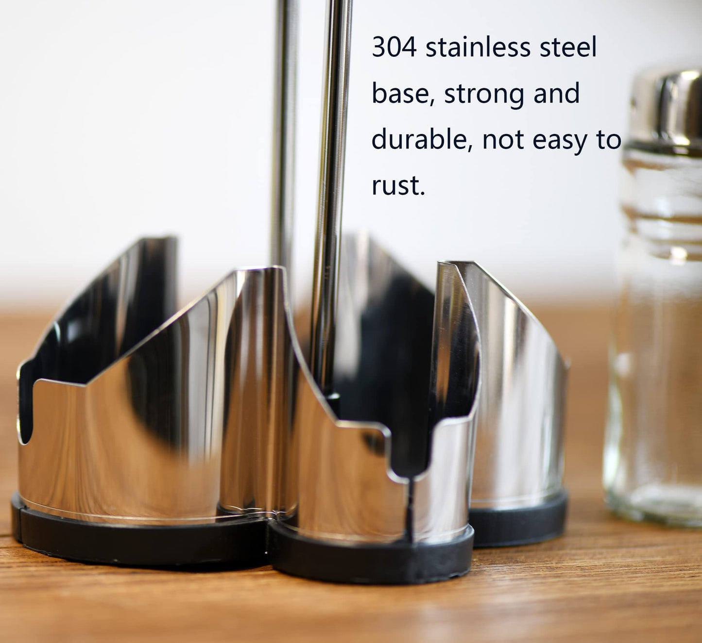 Salt and Pepper shakers, Oil and Vinegar Dispenser Set with Stainless Steel Holder (Salt & Pepper + Oil & Vinegar)