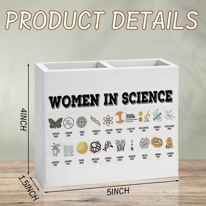 Women in Science Pencil Holder Decor Science Teacher Gifts Chemistry Theme Wooden Organizer Vase for Office Home Desk Table Teacher Appreciation Gifts for Office