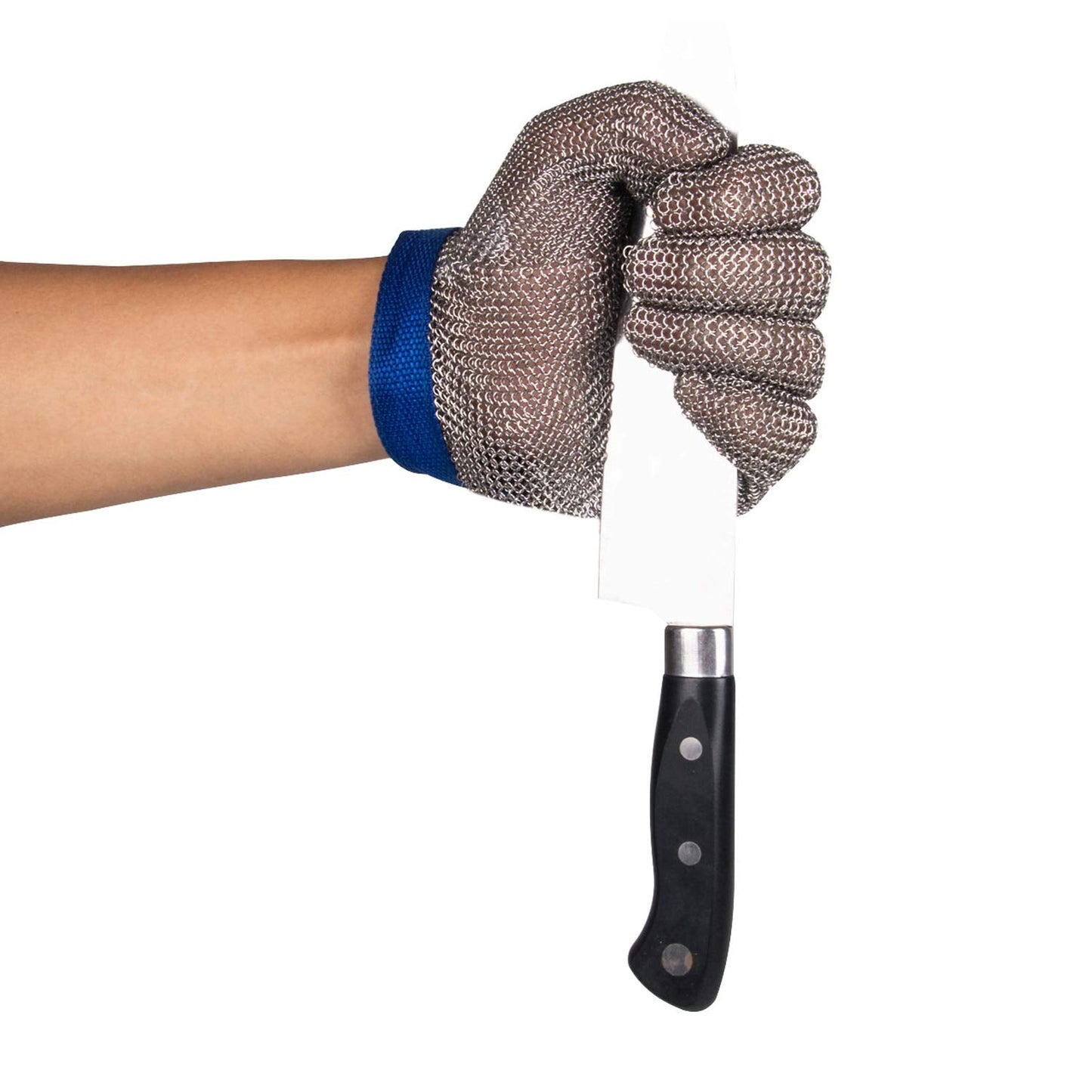 ThreeH Steel Mesh Gloves 304L Chainmail Cutting Gloves for Kitchen,Oyster Shucking,Meat Cutting and Wood Carving GL08 L(One Piece)