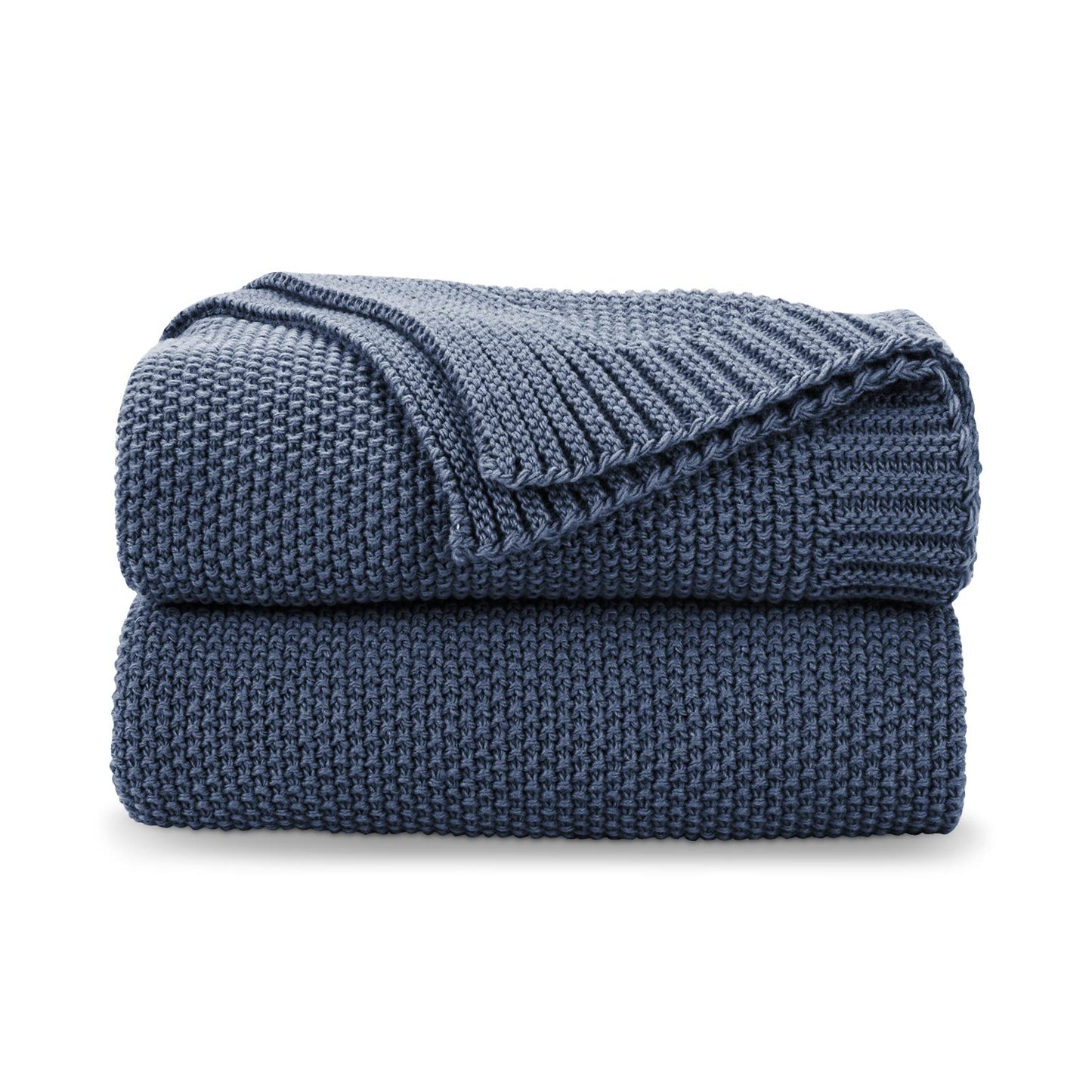 CozeCube Blue Throw Blanket for Couch, Soft Cozy Cable Knit Throw for Bed Sofa Living Room, Lightweight Warm Decorative Farmhouse Christmas Blanket, 50"x60", Dusty Blue