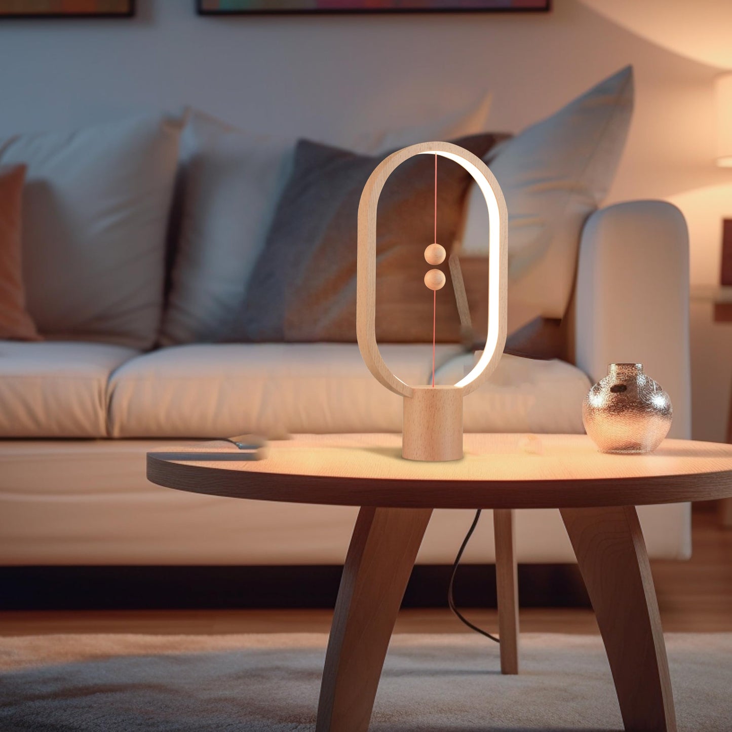 BABLOOM Heng Balance Light, USB Powered LED Table lamp, Creative, Magnetic Switch Night Light, dimmable Eye Protection Table lamp, Used for Gifts, Decoration Bedside, Dormitory and Office(Wood Grain)