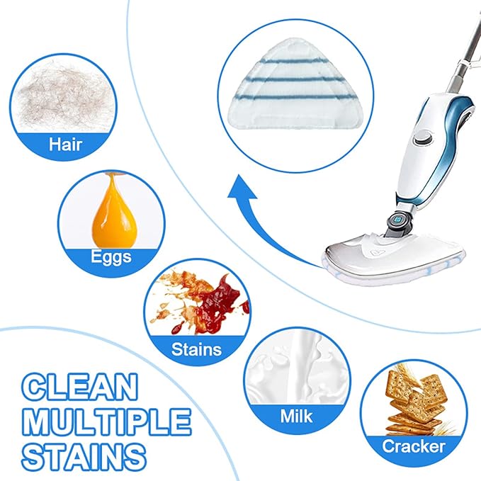 Reusable Steam Mop Pads Set, 4 Pack Steam Mop Pads & 4 Universal Microfiber