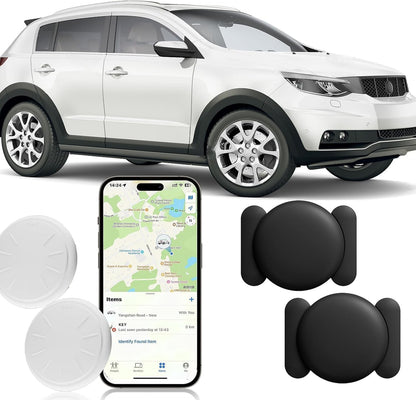 GPS Tracker for Vehicles,Real Time GPS Tracker for Car Work with Apple Find My(iOS Only),No Monthly Fee Hidden Mini Tracker Device for Vehicles (Black,2PCS)