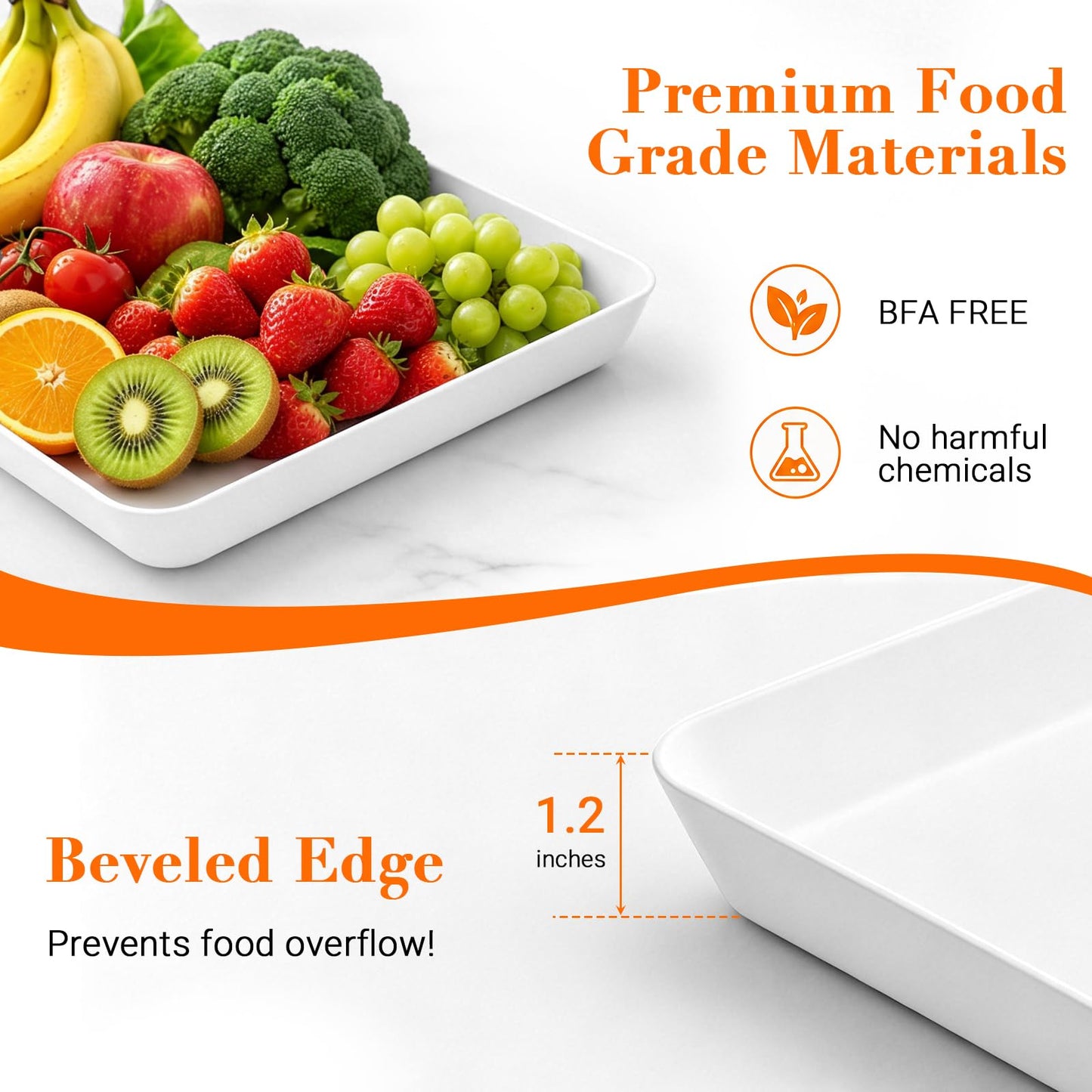 WOWBOX 4 pcs Serving Tray for Party, Grilling Accessories, Serving Platters for Snacks, Fruit, Reusable Plastic Trays for Serving Food and Pantry Organization in Kitchen & for Mothers Day Parties