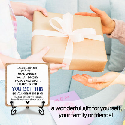 Inspirational Wooden Table Signs, 4 x 4 x 0.2 Inch Desk Decor Wood Plaque With Stand, I believe in you, you got this, Unique Gift Idea for Women Men Family School Teen Friend Coworker Home Office-11