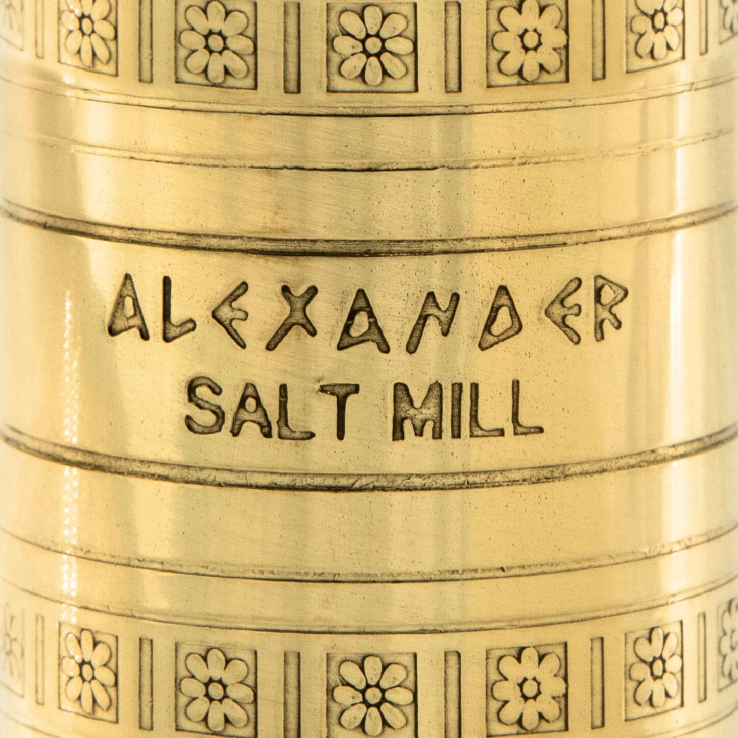 Alexander Home Original Greek Salt Mill, 8-Inch Brass– European Manual Salt Grinder Refillable, with Polishing Cloth