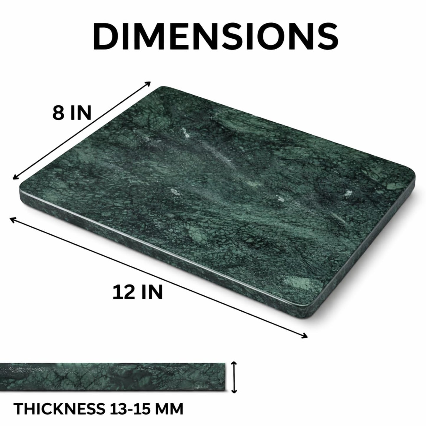 KC KULLICRAFT Home Basics Multi-Purpose Pastry Marble Tray Cutting Board Slab With Non-Slip Feet For Stability & Scratch Protection For Countertop. Easy To Clean,Trivet, Green (8Inches x 12Inches)