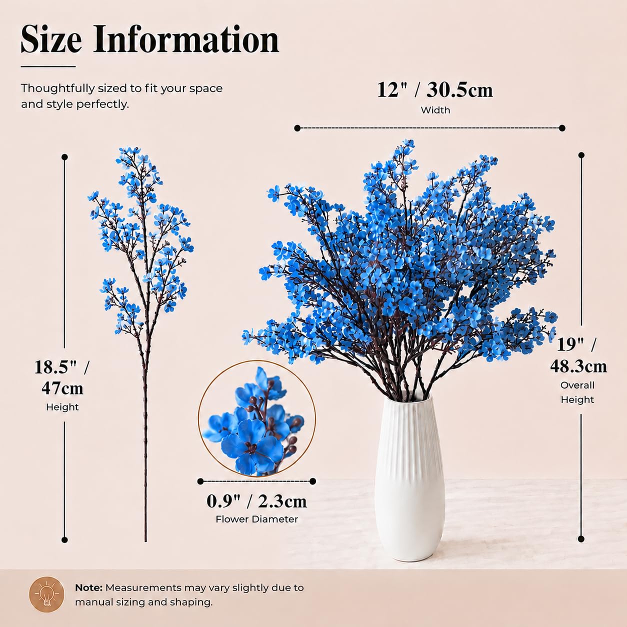 Mandy's 6 Bundles Artificial Royal Blue Baby’s Breath Flowers