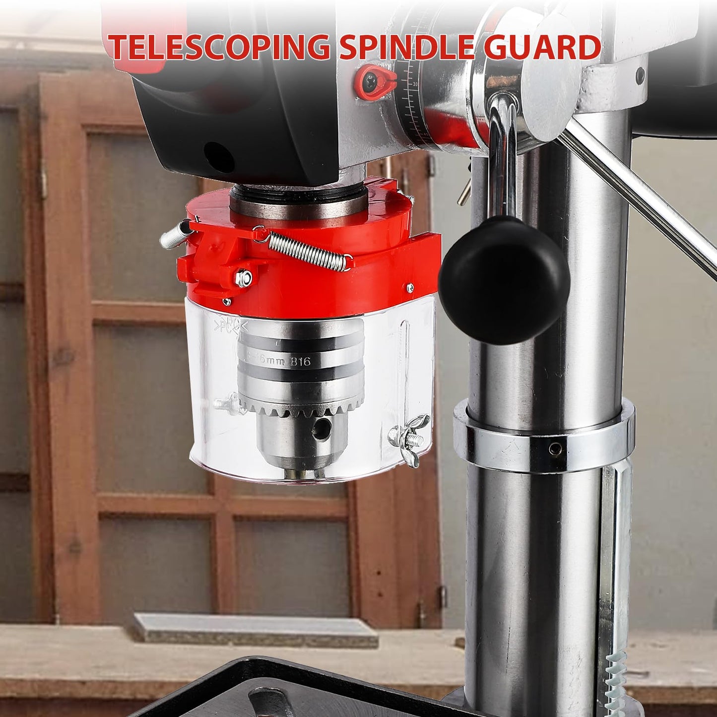 13 in Floor Drill Press, 7.5 Amp 120V, 288-3084 RPM Variable Speed Cast Iron Bench Drill Press, 0-45° Tilting Worktable, Tabletop Drilling Machine for Wood Metal