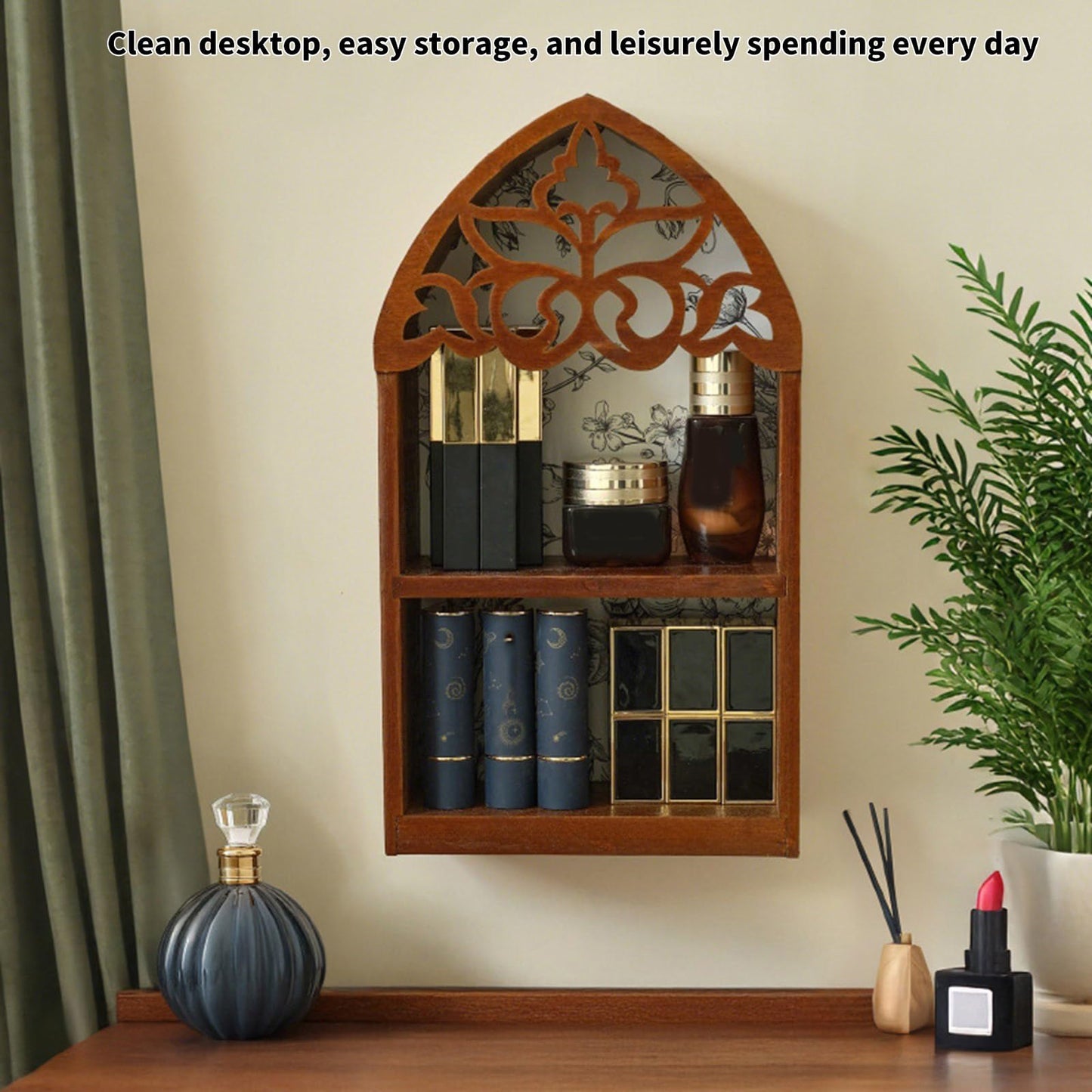 Xanorrg Elegant Multilayer Styles Wall Shelf Featurings Precise Engraveds Pattern Home Decoration Display Stand Gothics Wall Shelf（6.7x3.2x12in）