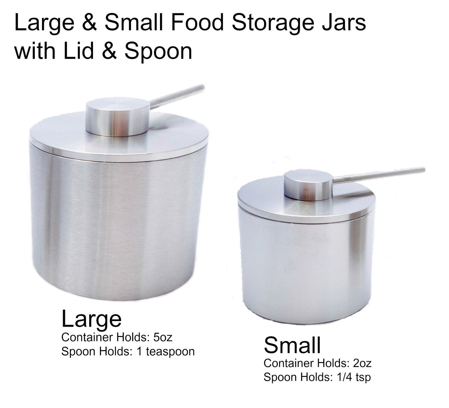 Grind Gourmet Salt Cellar, Spice Jars Stainless Steel, Storage Spice Jars With Spoon Solid Stainless Steel Holder (1.58", Silver)