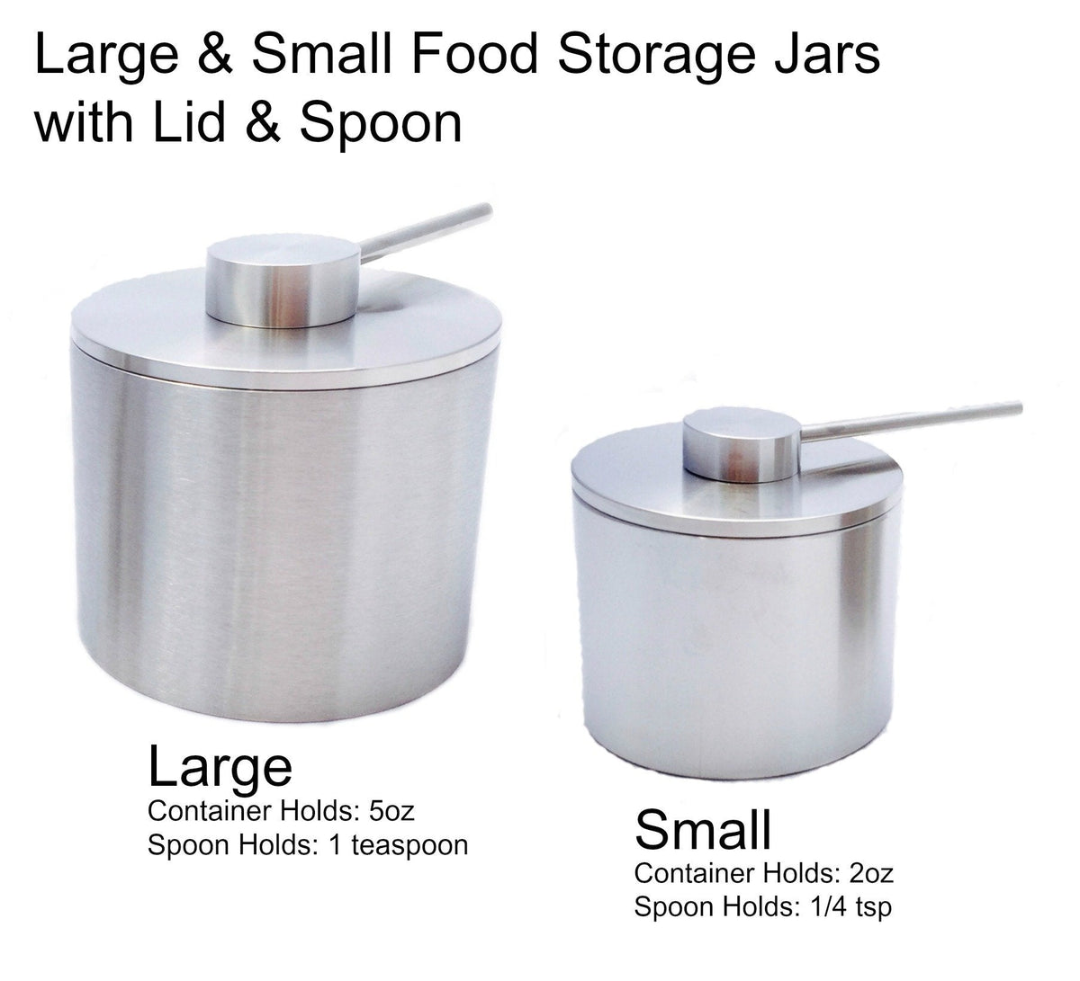 Grind Gourmet Salt Cellar, Spice Jars Stainless Steel, Storage Spice Jars Silver Cellar With Spoon Solid Stainless Steel Holder (Large, Silver)