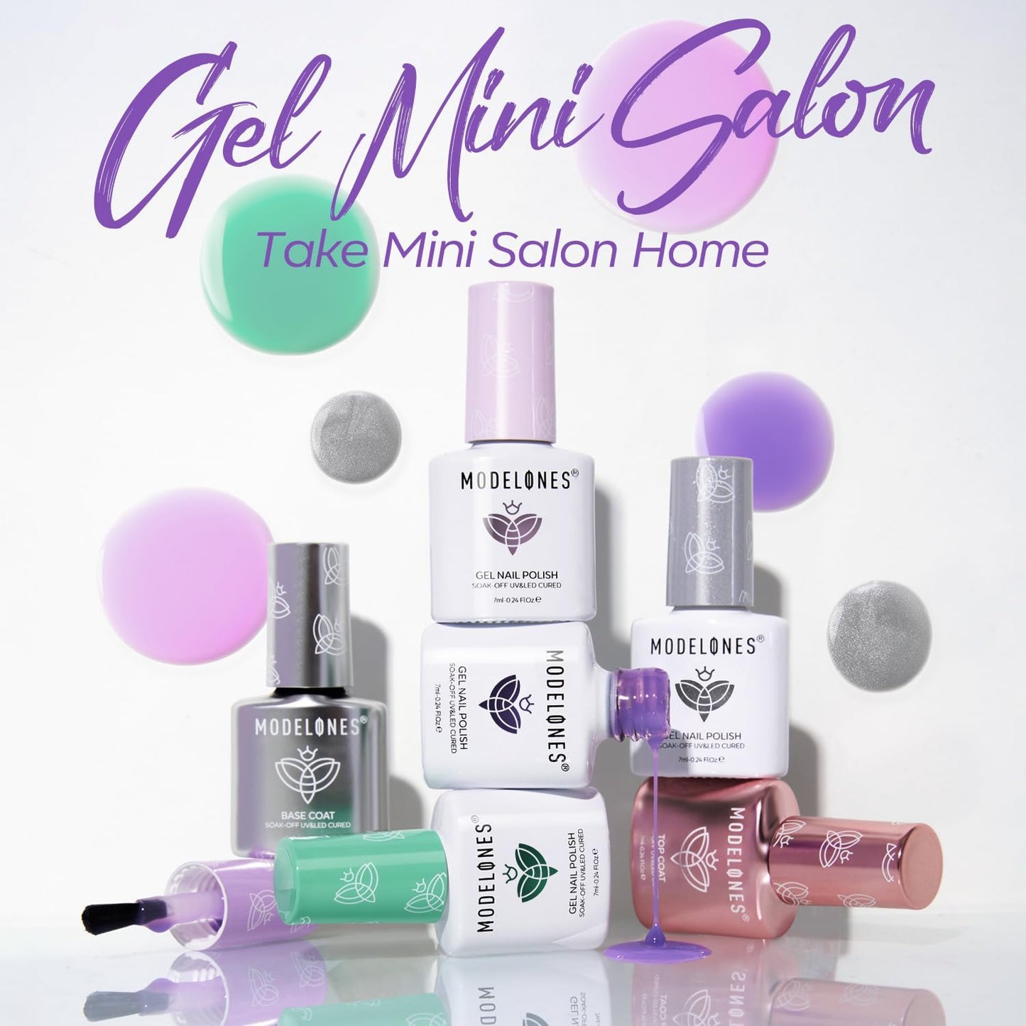 Modelones Gel Nail Polish Kit with UV Light, Milky White Nude Glitter Pink Red Gold Fall Metallic Manicure Set with Base Top Coat Star Stickers 4 Colors Gel Mini Salon Nail Art Gift for Women Girl