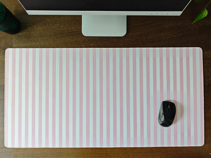 ohisxiacy Light Pink Striped Desk Mat Cute Pastel XXL Large Gaming Mouse Pad Desk Pad Kawaii Cozy Aesthetic Keyboard Laptop Computer Mat Home Office Decor for Women
