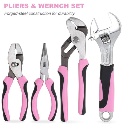 FASTPRO 225-Piece Pink Tool Set, SAE & Metric Mechanics Hand Tool Set with Toolbox, Home/Auto Repairing Tool Kit for DIY, Home Maintenance and Car Repairing
