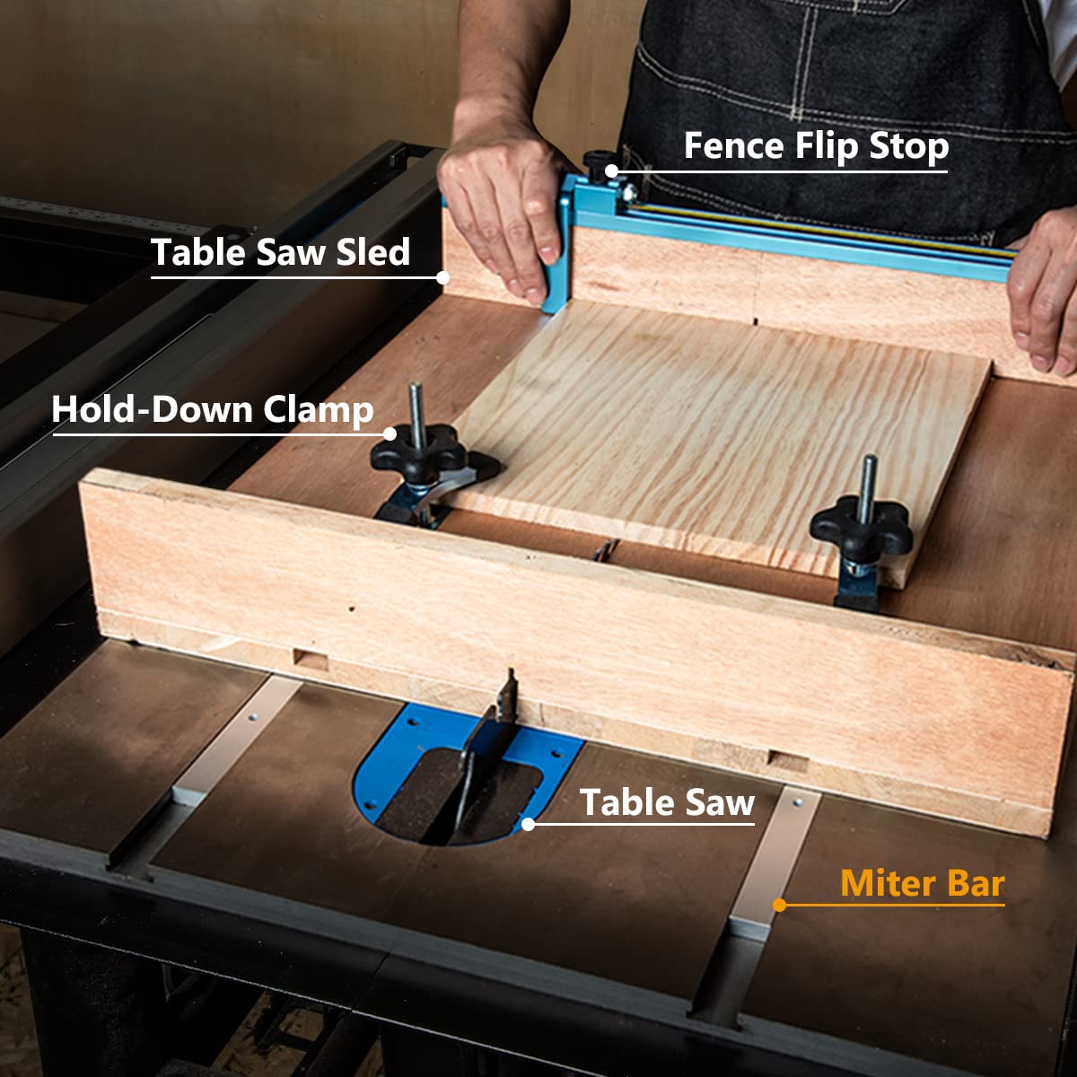 POWERTEC Crosscut Sled Miter Bar for Table Saw Sled, 3/4" x 3/8" x 18" with Predrilled Holes & Screws for Router Table, Bandsaw, Taper Jig, Table Saw Accessories for Woodworking, 2PK (71518-P2)
