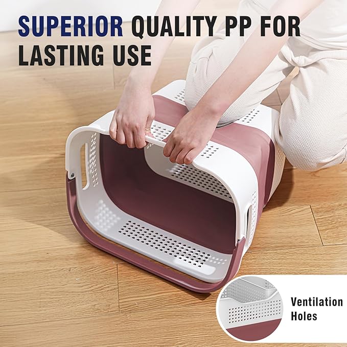 TECHMILLY Collapsible Plastic Laundry Basket Hamper