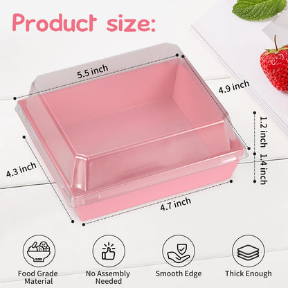 20 Pack Charcuterie Box with Lids, Pink Square Cookie Disposable Paper Food Containers to Go Bakery Boxes for Strawberries, Cake Slice, Desserts, Donuts, Valentine, Wedding, Home Use & Outdoors