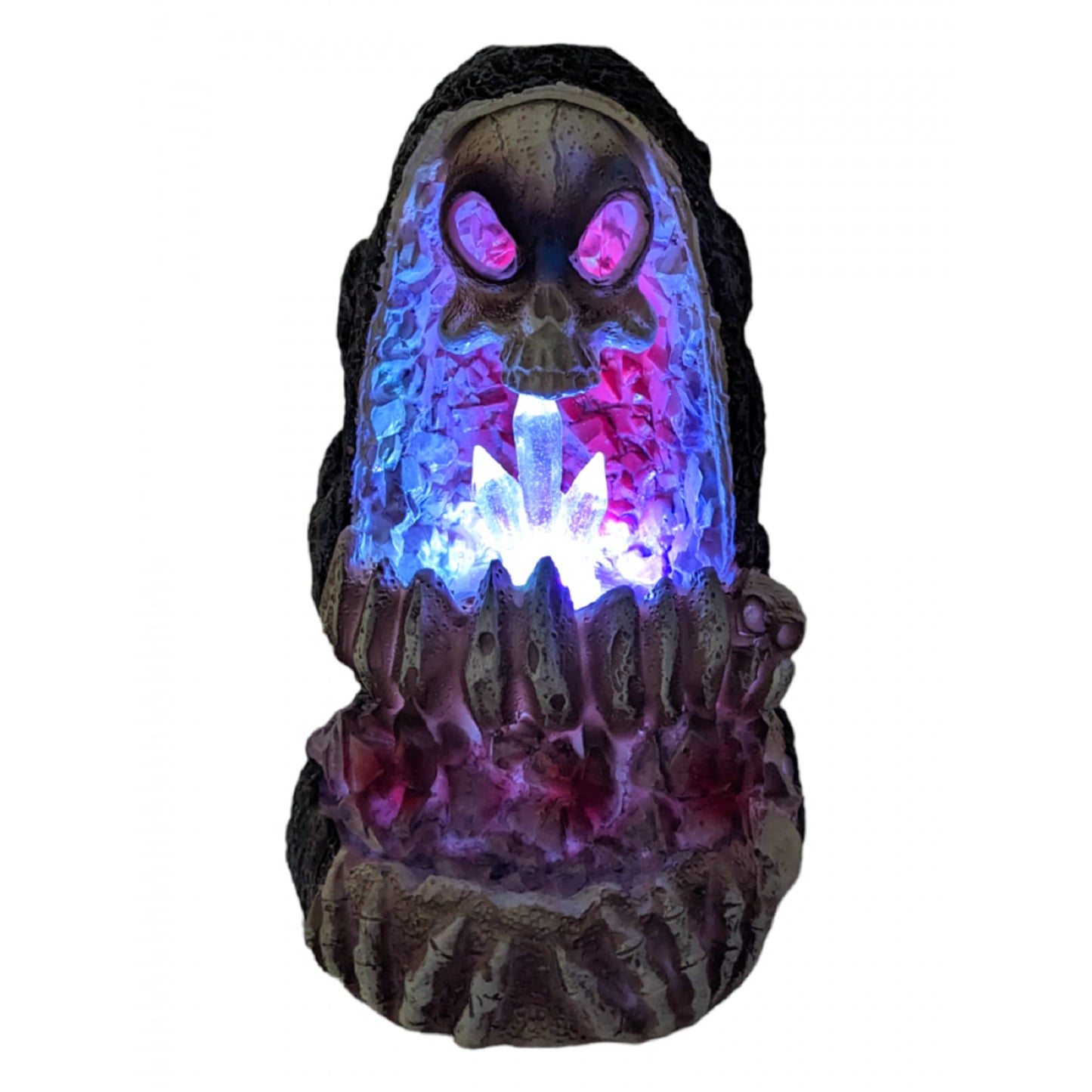 FESS Products Geode Skull Back Flow Incense Burner w/LED - 6"