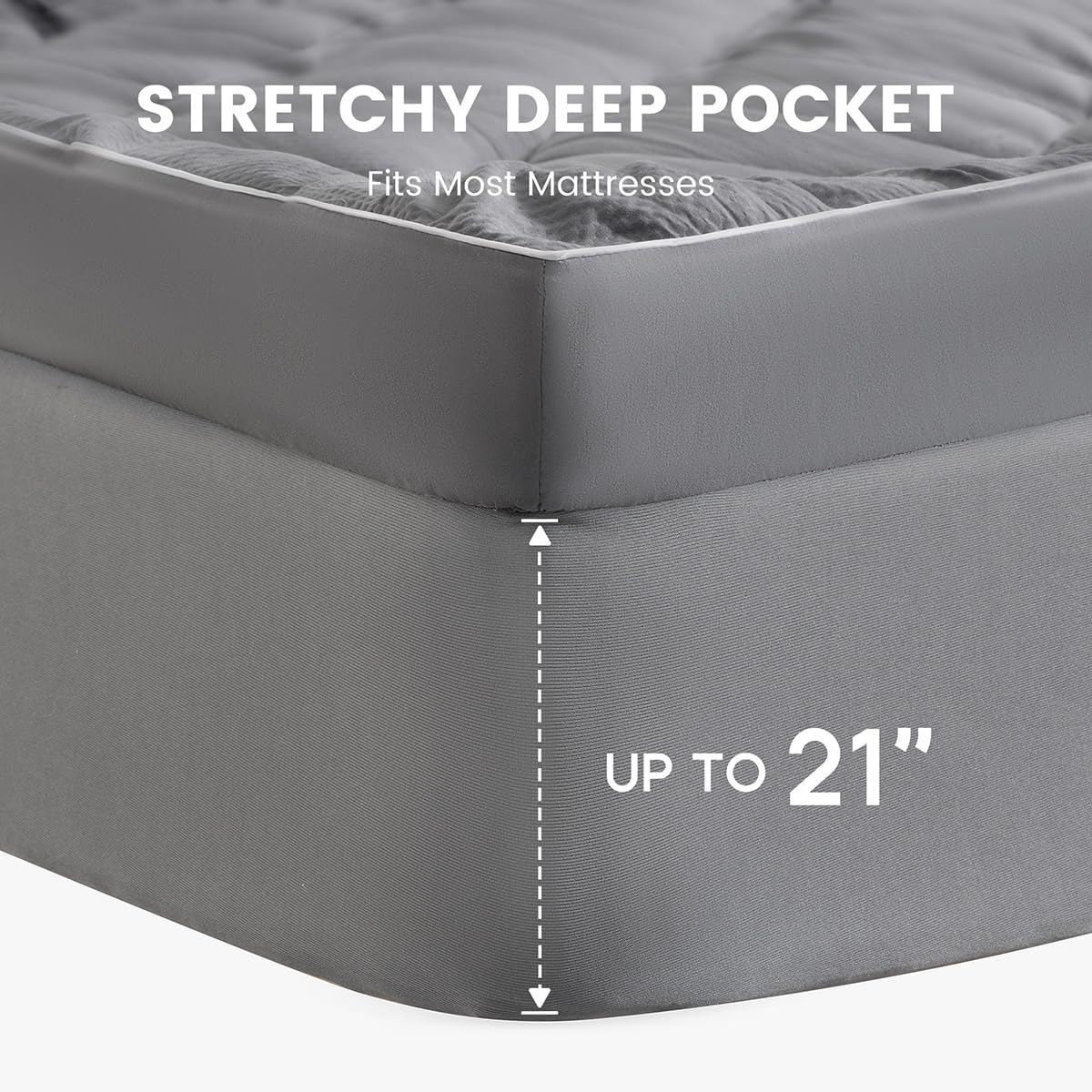 SLEEP ZONE Extra Thick Queen Mattress Topper for Back Pain, Plush Breathable Thick Mattress Pad Cover, Down Alternative Soft Bed Topper with Elastic Fitted Deep Pocket