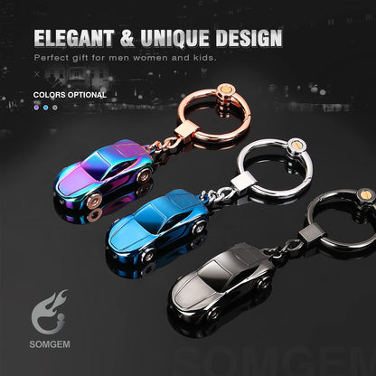 Jobon Creative Key Chain Car Keychain Flashlight with 2 Modes LED Lights 2 in 1 Car Key Chain Ring for Office Backpack Purse Charm,Great Gift for Men or Women (Gray)