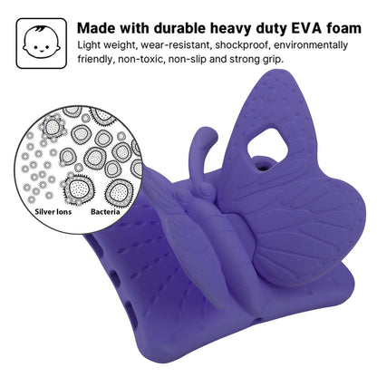 JGY iPad mini 6 7 A17 Pro 8.3 2024 Pretty Butterfly Case for Kids Girl Light Safe EVA Foam Full Cover Sturdy Kids case with Stand Pencil Holder Shockproof Rugged case for iPad mini 6th 7th (Purple)