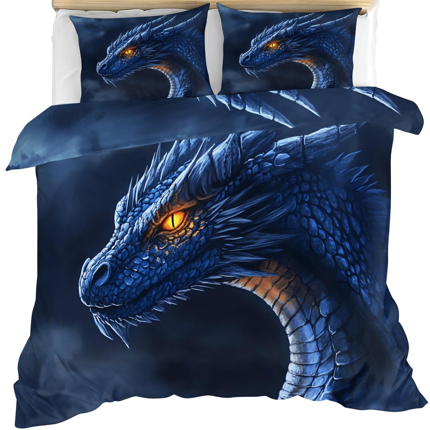 Twin Size Duvet Cover Dragon Print Duvet Cover Dragon Comforter Cover Demon Wyrm Bedding Kids Room Bedding Decor (Reversible Printing)
