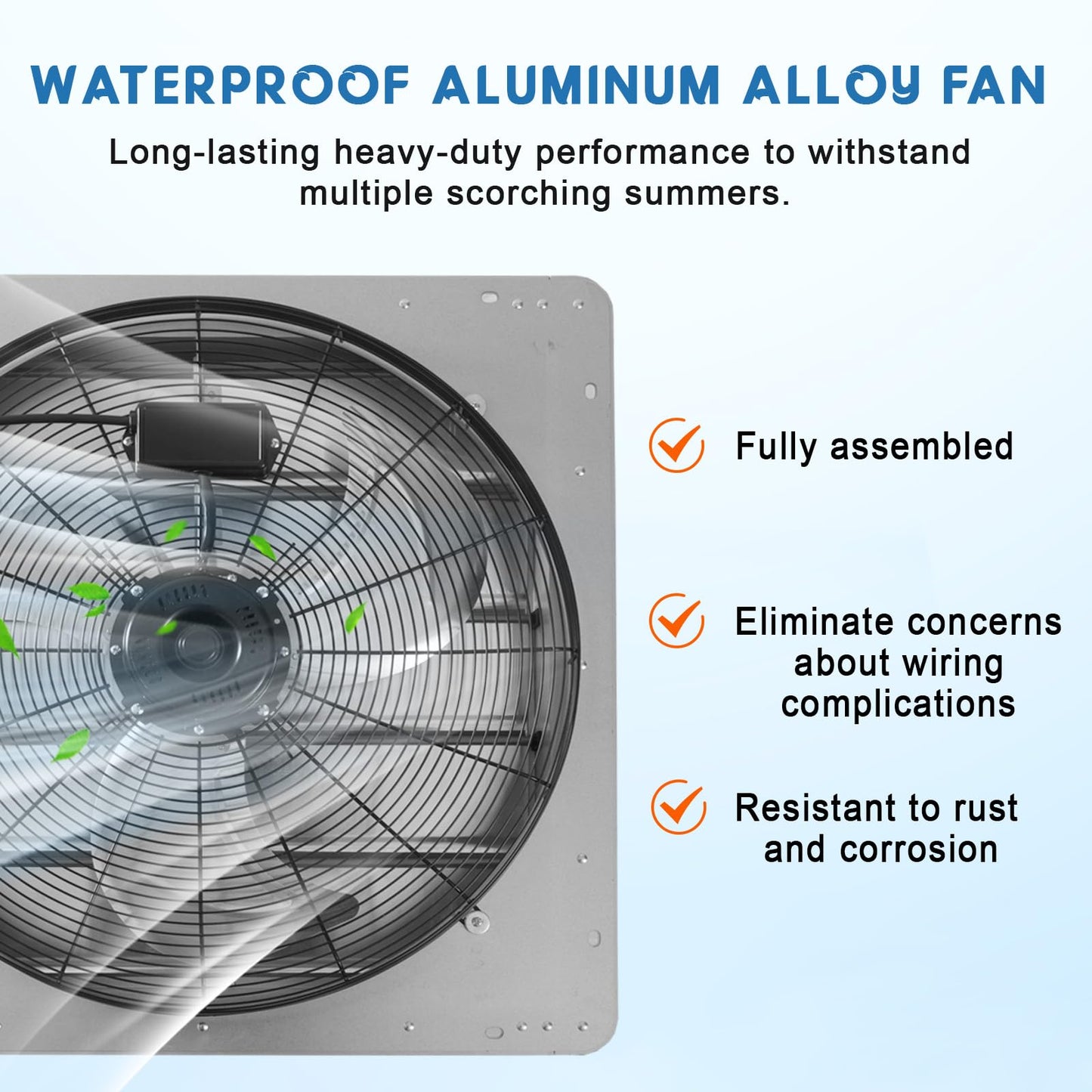 SierraSquad 20 Inch Wall Mounted Shutter Exhaust Fan – 3500 CFM, 1500 RPM High Velocity, Low Noise, Automatic Aluminum Ventilation Fan for Greenhouse, Attic, Shop, Shed & Commercial Use