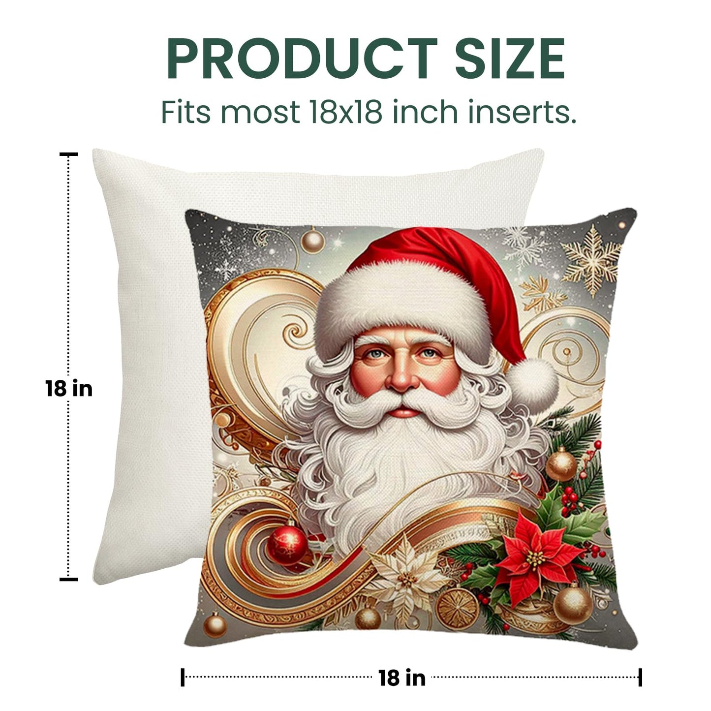 Harraca Christmas Throw Pillow Covers 18x18 Set of 4 Winter Holiday Decorative Pillowcase Reindeer Snowman Christmas Tree Santa Farmhouse Home Decor for Sofa Couch Cushion